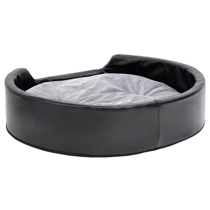 Pat pentru câini, negru/gri, 79x70x19 cm, pluș/piele ecologică - WALTI WALTI