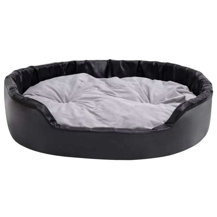Pat pentru câini, negru/gri, 99x89x21 cm, pluș/piele ecologică - WALTI WALTI