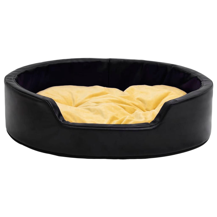Pat pentru câini, negru/galben 99x89x21 cm pluș/piele ecologică - WALTI WALTI