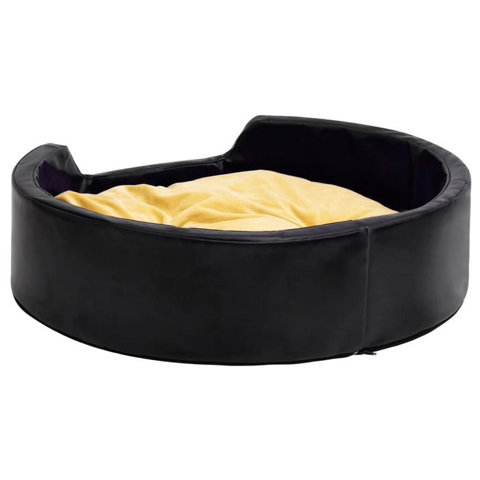 Pat pentru câini, negru/galben 99x89x21 cm pluș/piele ecologică - WALTI WALTI