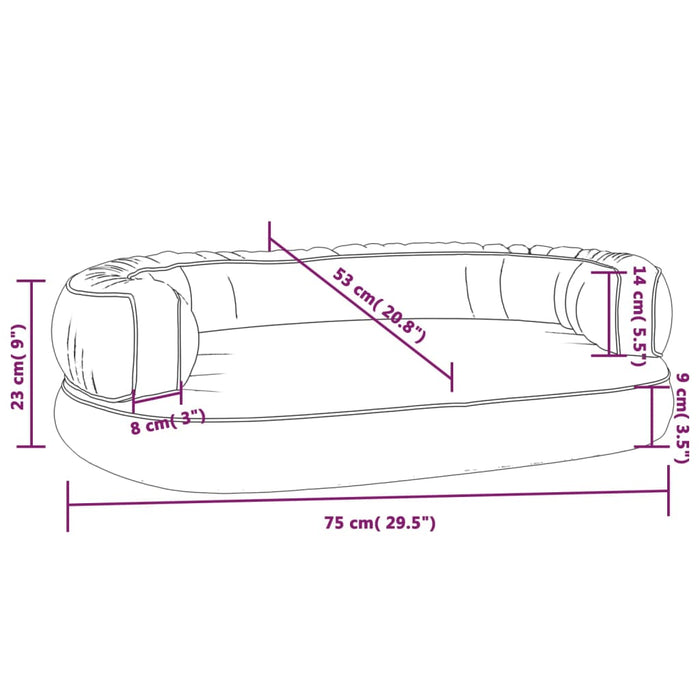Pat de câini, spumă ergonomică, albastru, 75x53 cm, piele eco - WALTI WALTI