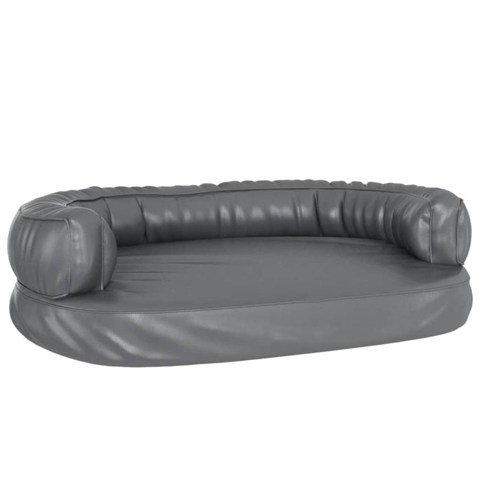 Pat pentru câini, spumă ergonomică, gri, 75x53 cm, piele eco - WALTI WALTI