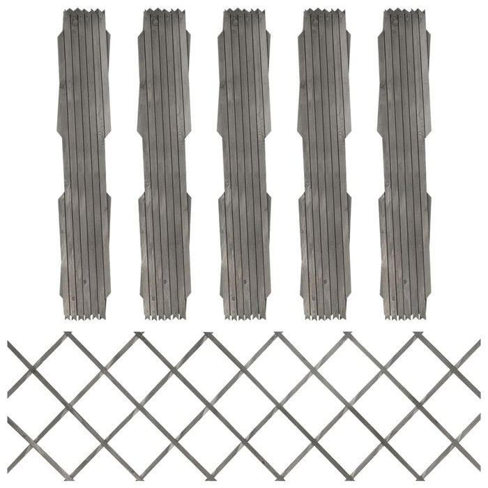 Garduri din spalier, 5 buc., gri, 180x60 cm, lemn masiv de brad - WALTI WALTI