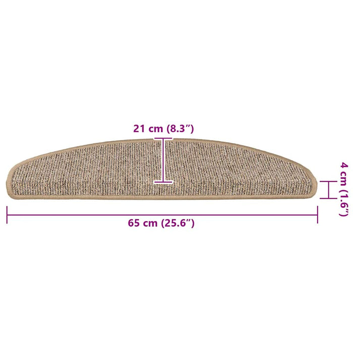 Covorașe pentru scări, 15 buc., 65x21x4 cm, maro, semirotunde, mari - WALTI WALTI
