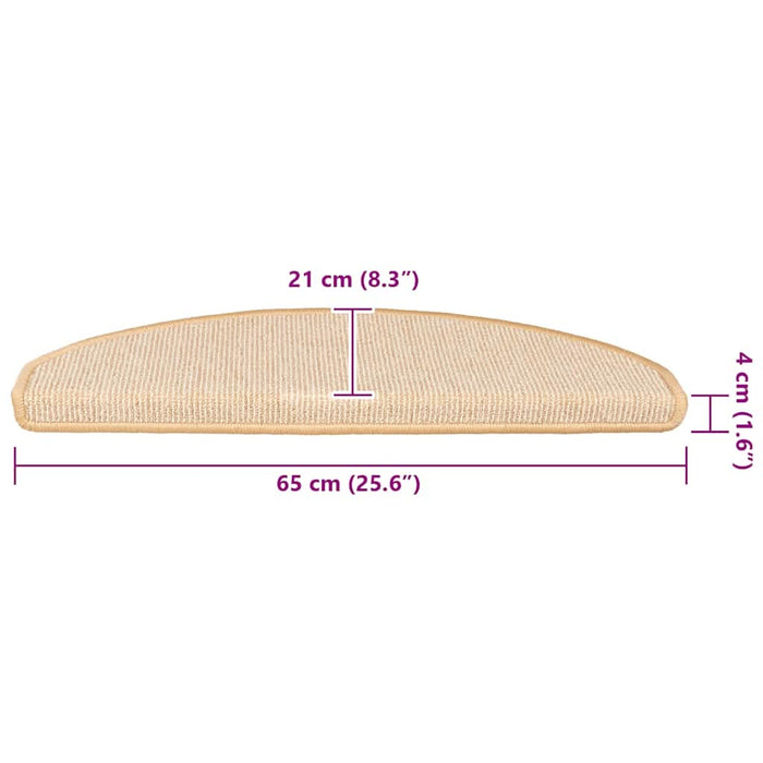 Covorașe pentru scări, 15 buc., 65x21x4 cm, crem, semirotunde, mari - WALTI WALTI