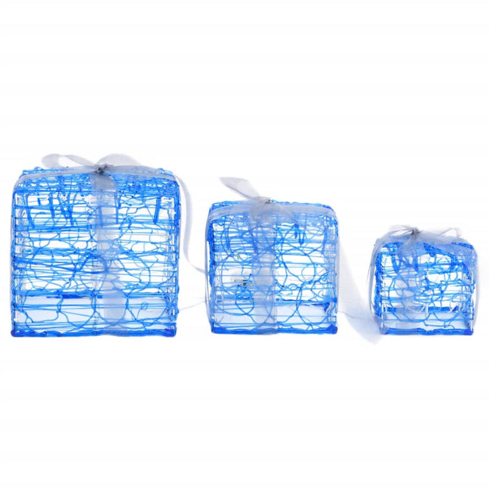 Cutii cadou de Crăciun decorative, 3 buc., alb rece, acril - WALTI WALTI