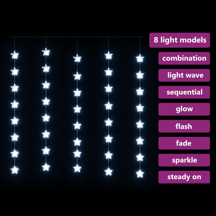 Instalație lumini tip perdea stele 200 LED alb rece 8 funcții - WALTI WALTI