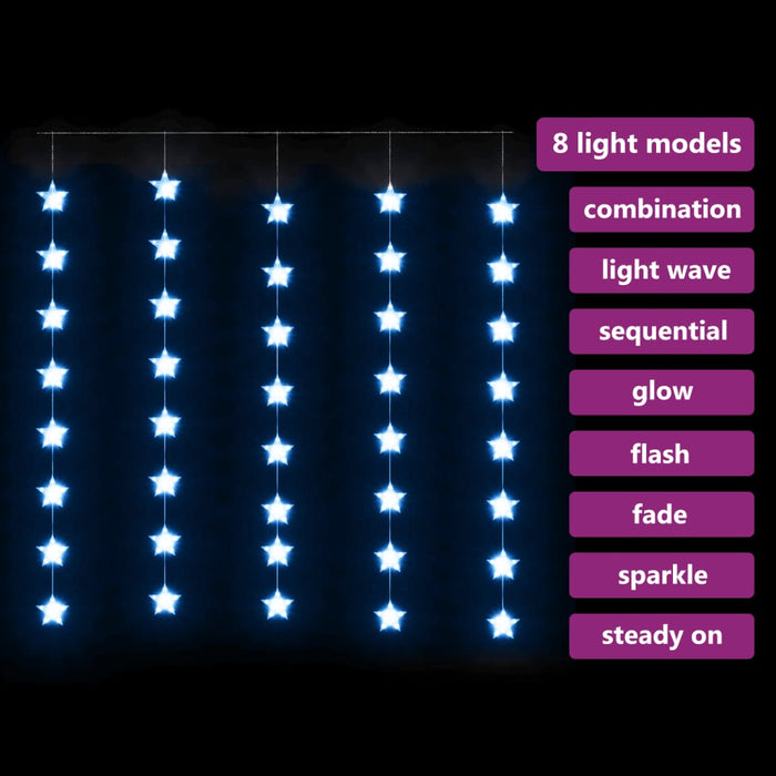 Instalație lumini tip perdea stele 200 LED albastru 8 funcții - WALTI WALTI