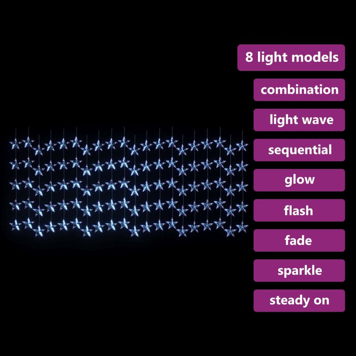 Instalație lumini tip perdea stele 500 LED albastru 8 funcții - WALTI WALTI