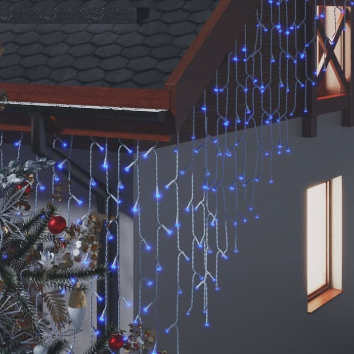 Lumini de perdea tip gheață 400 LED-uri albastru 8 funcții 10 m - WALTI WALTI