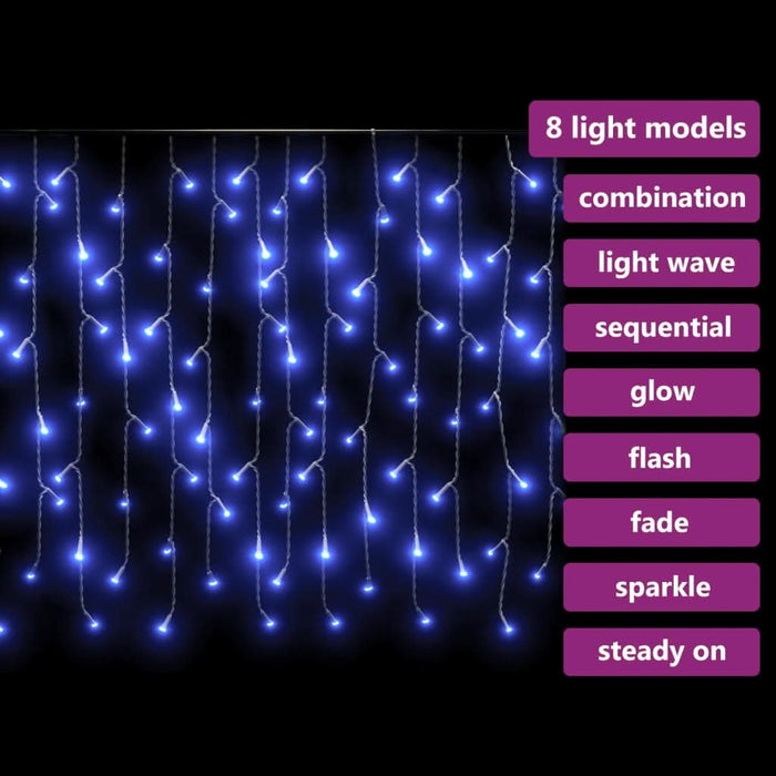 Lumini de perdea tip gheață 400 LED-uri albastru 8 funcții 10 m - WALTI WALTI