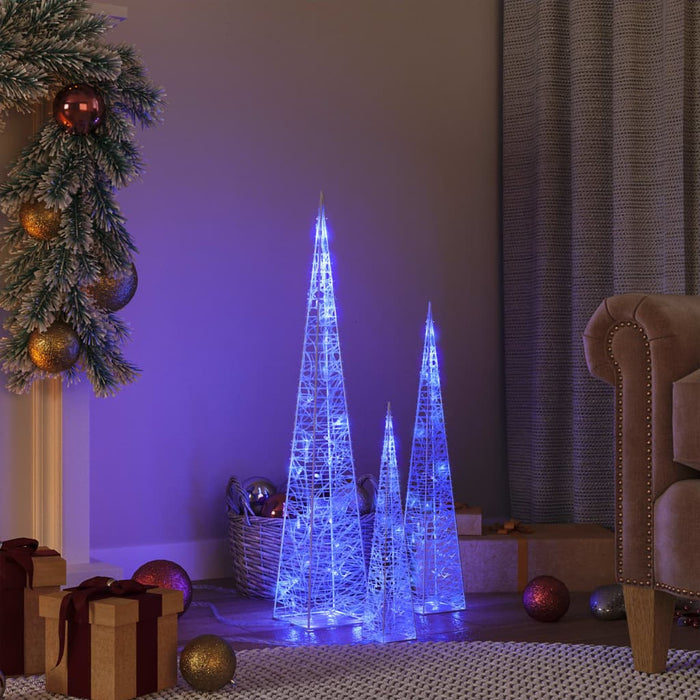 Set conuri decorative cu LED-uri albastru 30/45/60 cm acrilic - WALTI WALTI