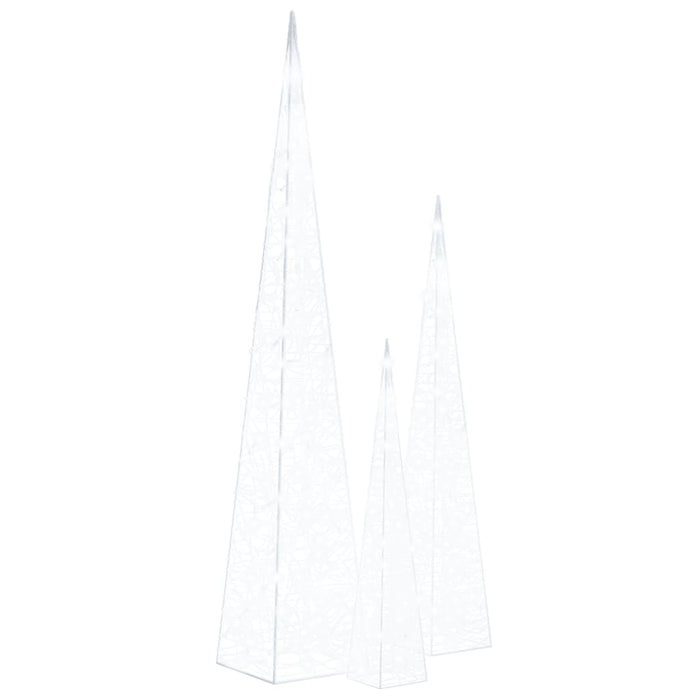 Set conuri decorative cu LED-uri, alb rece, 60/90/120 cm, acril - WALTI WALTI