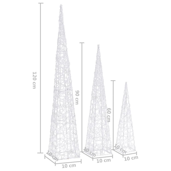 Set conuri decorative cu LED-uri, albastru, 60/90/120 cm, acril - WALTI WALTI