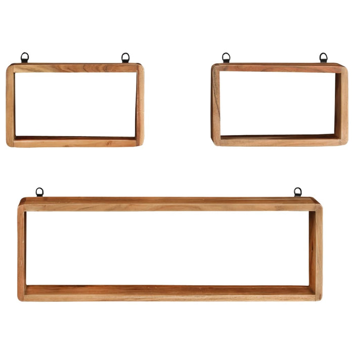 Set rafturi de perete cub, 3 piese, lemn masiv acacia - WALTI WALTI