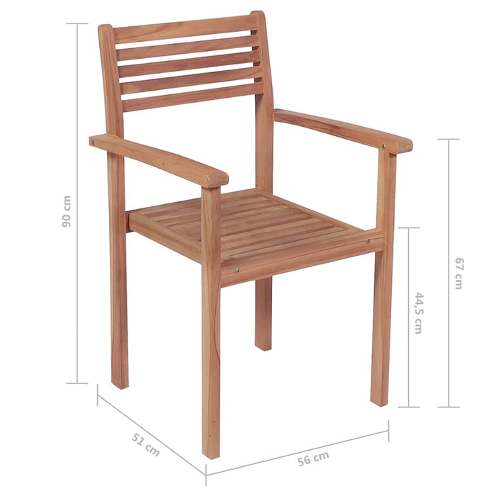 Scaune grădină stivuibile cu perne, 6 buc, lemn masiv tec WALTI