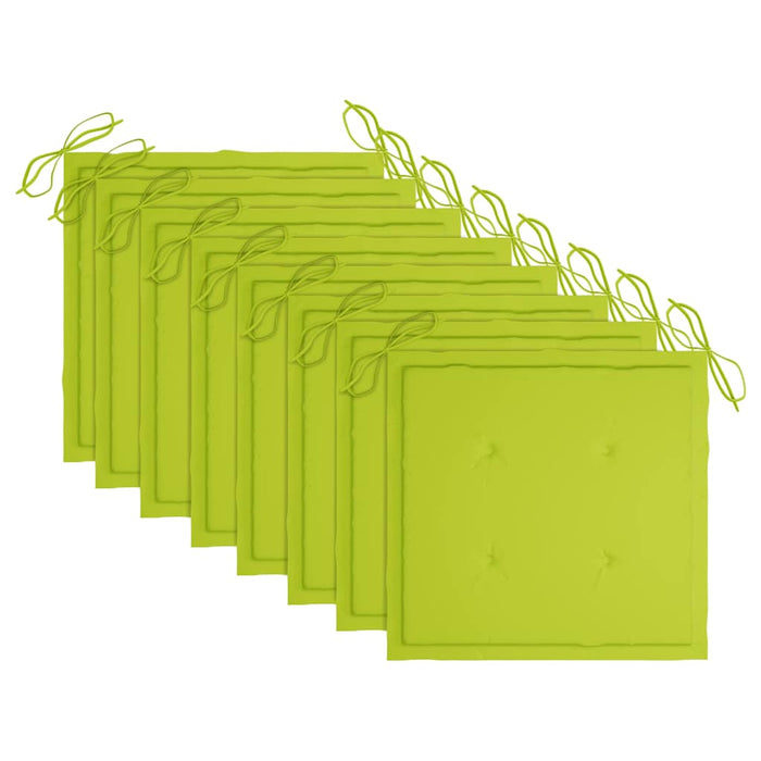Scaune pliante cu perne verde strălucitor, 8 buc., lemn masiv de tec WALTI