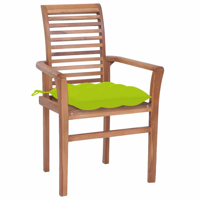 Scaune de bucătărie, perne verde aprins, 8 buc., lemn masiv tec WALTI