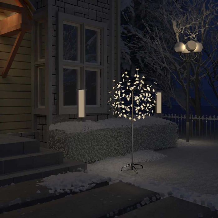 Pom de Crăciun, 120 LED-uri alb cald, flori de cireș, 150 cm - WALTI WALTI