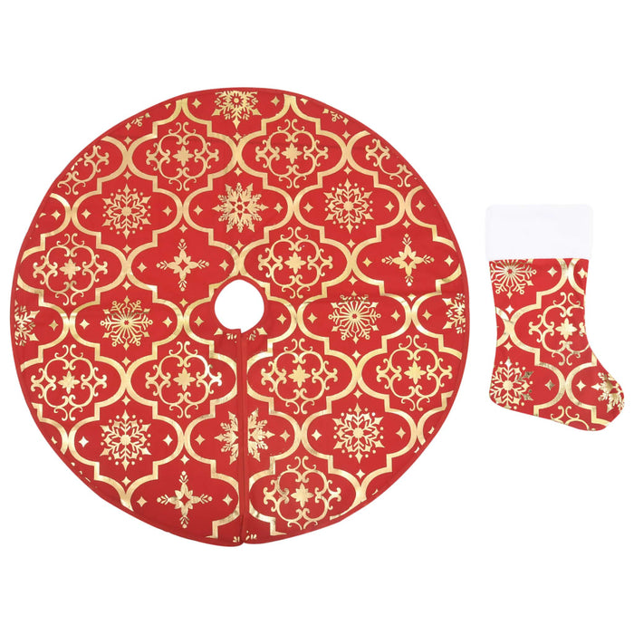 Fustă de brad de Crăciun de lux cu șosetă roșie, material textil, 122 cm WALTI