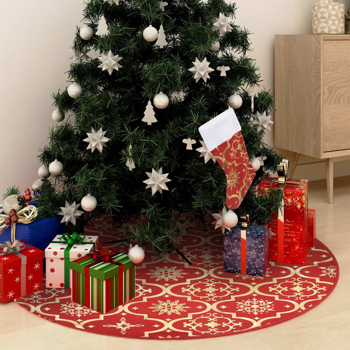 Fustă de brad de Crăciun de lux cu șosetă roșie, material textil, 122 cm WALTI
