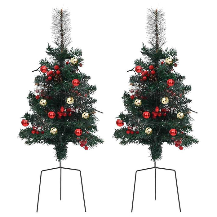 Brazi artificiali Crăciun pre-iluminați de alee 2 buc 76 cm PVC - WALTI WALTI