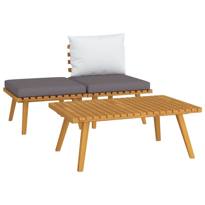 Set mobilier de grădină cu perne, 3 piese, lemn masiv acacia - WALTI WALTI