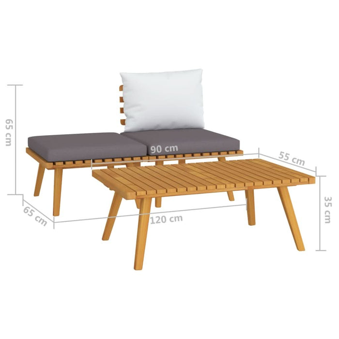 Set mobilier de grădină cu perne, 3 piese, lemn masiv acacia - WALTI WALTI