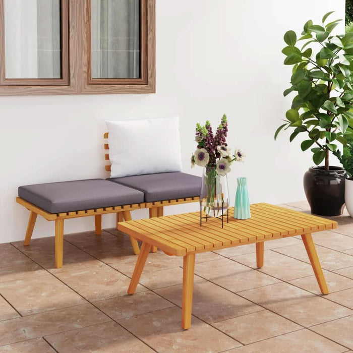 Set mobilier de grădină cu perne, 3 piese, lemn masiv acacia - WALTI WALTI