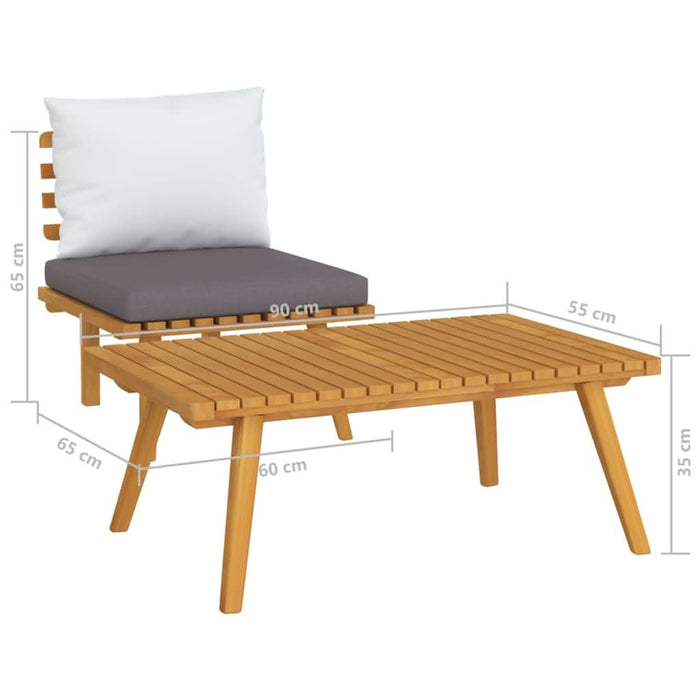 Set mobilier de grădină cu perne, 2 piese, lemn masiv de acacia - WALTI WALTI