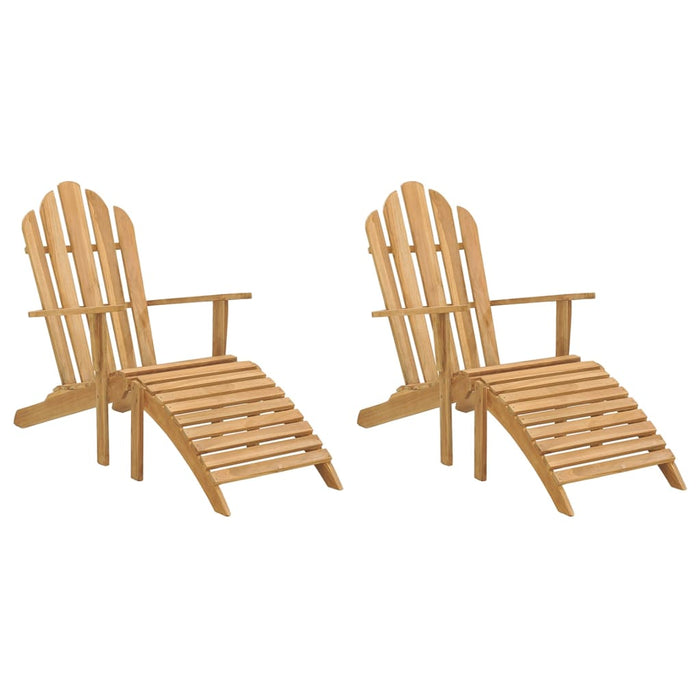Scaune Adirondack cu suport de picioare 2 buc. lemn masiv tec WALTI