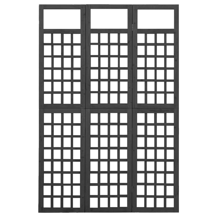 Separator cameră cu 3 panouri negru 121x180 cm nuiele lemn brad - WALTI WALTI