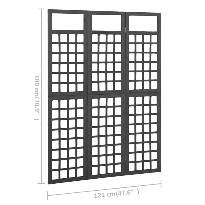 Separator cameră cu 3 panouri negru 121x180 cm nuiele lemn brad - WALTI WALTI