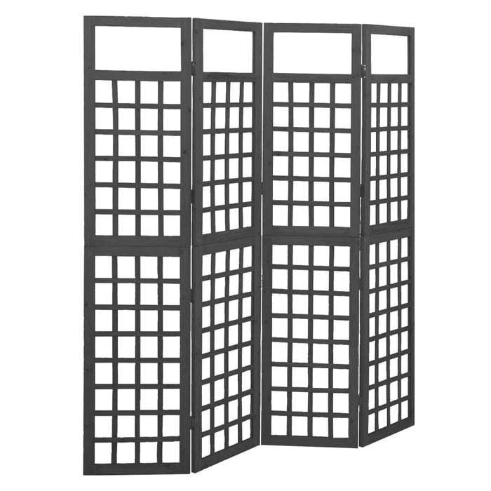 Separator cameră cu 4 panouri negru 161x180 cm nuiele lemn brad - WALTI WALTI