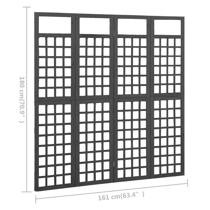 Separator cameră cu 4 panouri negru 161x180 cm nuiele lemn brad - WALTI WALTI