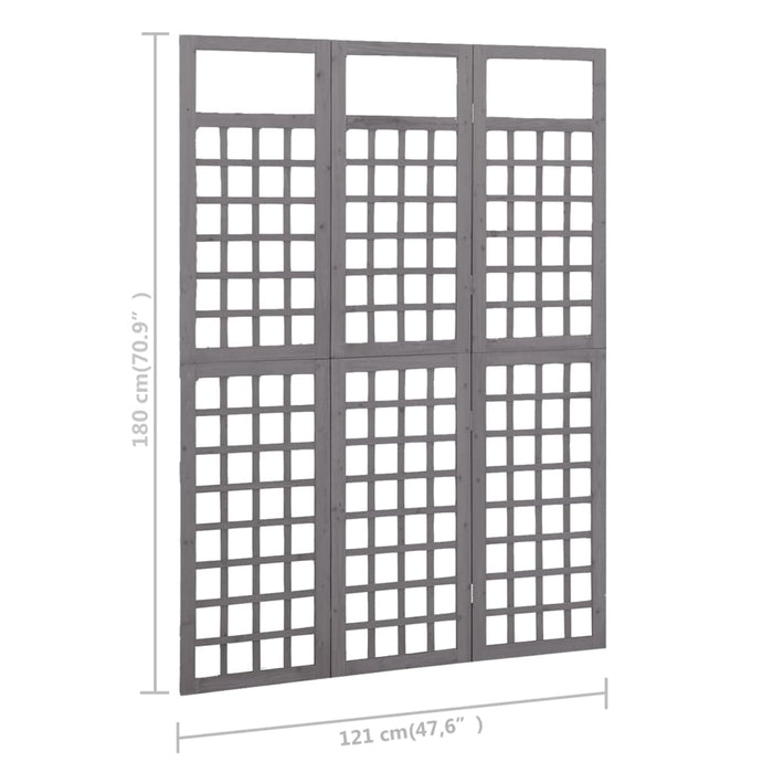 Separator cameră cu 3 panouri, gri, 121x180 cm nuiele lemn brad - WALTI WALTI