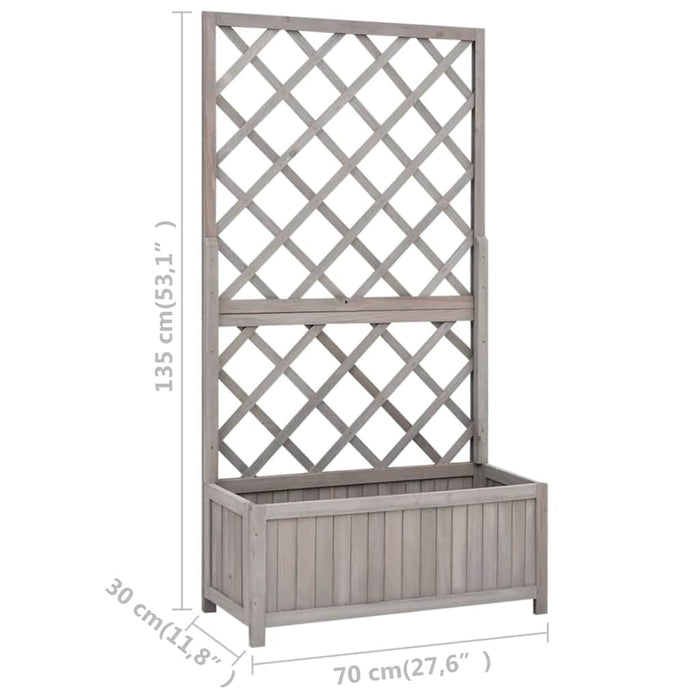 Jardinieră colț cu spalier, gri, 70x30x135 cm, lemn masiv brad - WALTI WALTI