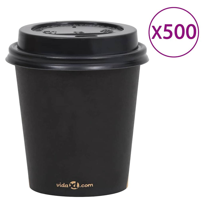 Pahare de cafea de hârtie cu capace, 500 buc., negru, 200 ml WALTI