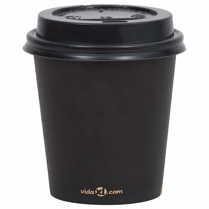 Pahare de cafea de hârtie cu capace, 500 buc., negru, 200 ml WALTI
