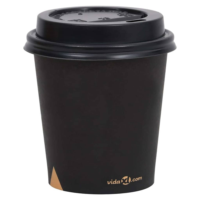 Pahare de cafea de hârtie cu capace, 500 buc., negru, 200 ml WALTI
