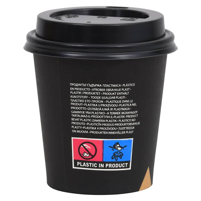 Pahare de cafea de hârtie cu capace, 500 buc., negru, 200 ml WALTI