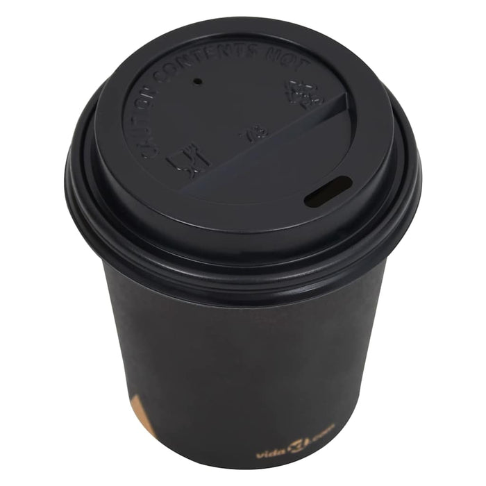 Pahare de cafea de hârtie cu capace, 500 buc., negru, 200 ml WALTI
