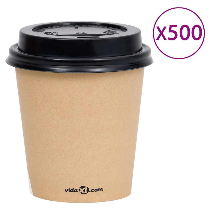 Pahare de cafea de hârtie cu capace, 500 buc., maro, 200 ml WALTI