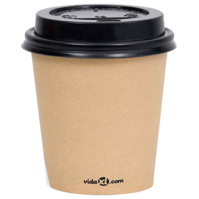 Pahare de cafea de hârtie cu capace, 500 buc., maro, 200 ml WALTI