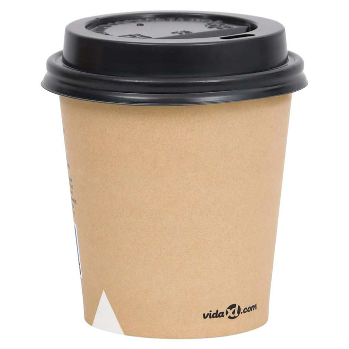 Pahare de cafea de hârtie cu capace, 500 buc., maro, 200 ml WALTI