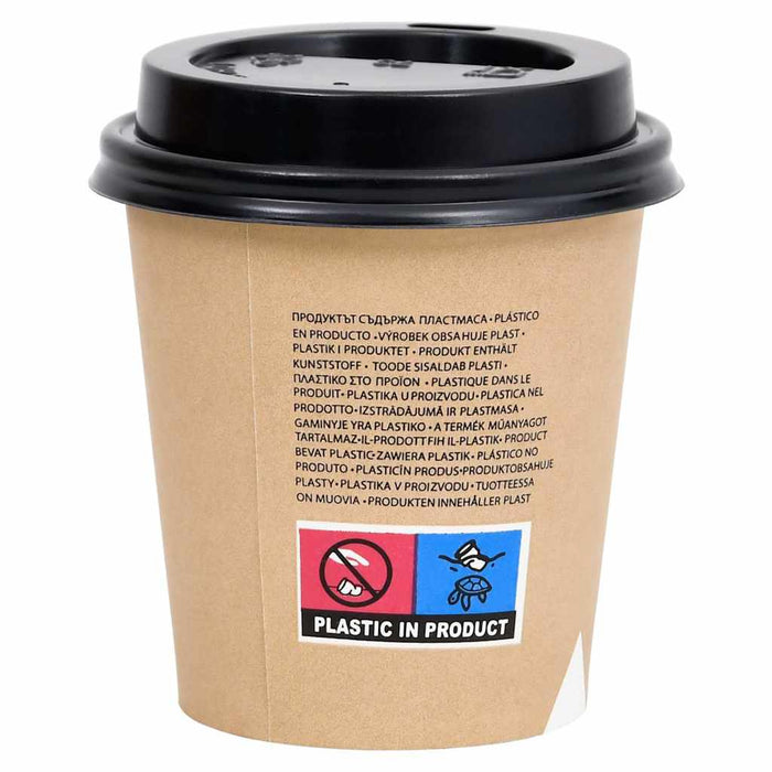 Pahare de cafea de hârtie cu capace, 500 buc., maro, 200 ml WALTI