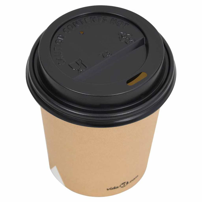 Pahare de cafea de hârtie cu capace, 500 buc., maro, 200 ml WALTI