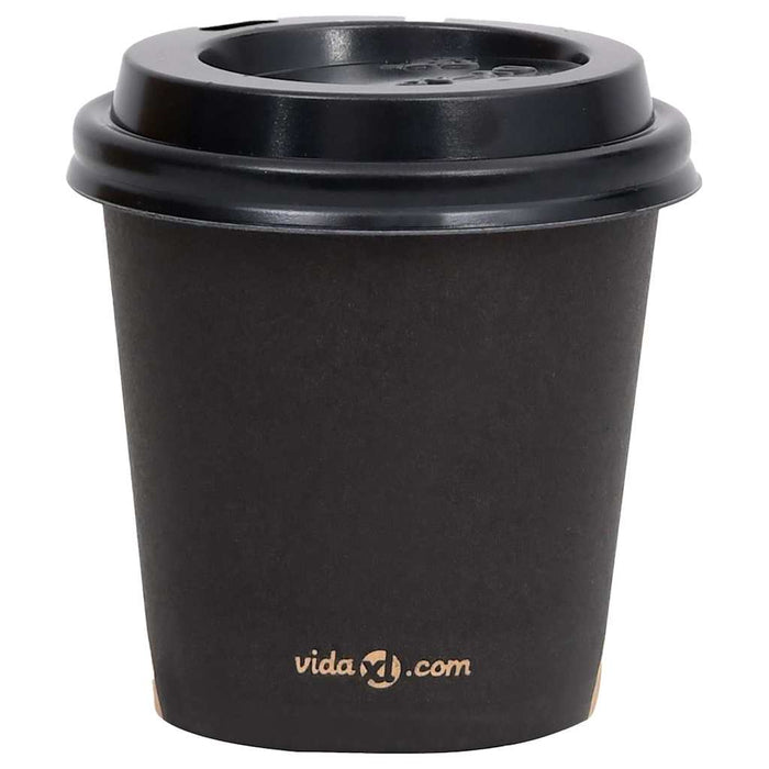 Pahare de cafea de hârtie cu capace, 250 buc., negru, 120 ml WALTI
