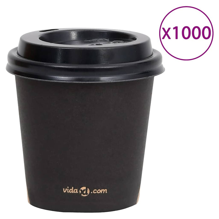 Pahare de cafea de hârtie cu capace, 1000 buc., negru, 120 ml WALTI