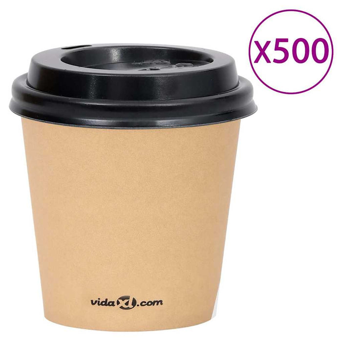 Pahare de cafea de hârtie cu capace, 500 buc., maro, 120 ml WALTI